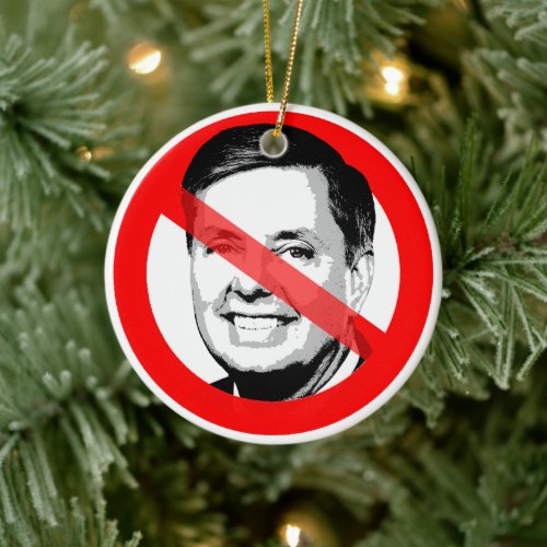 Anti Lindsey Graham Crossed Out Face Ceramic Ornament