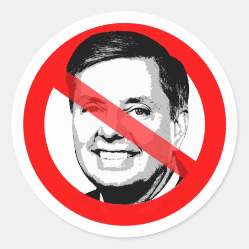 Anti Lindsey Graham Crossed Out Face Classic Round Sticker