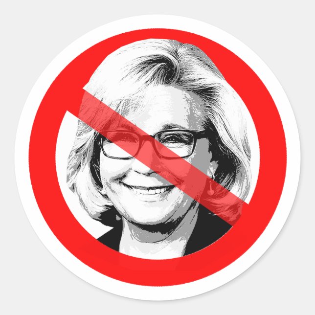 Anti Liz Cheney Crossed Out Face Classic Round Sticker (Front)