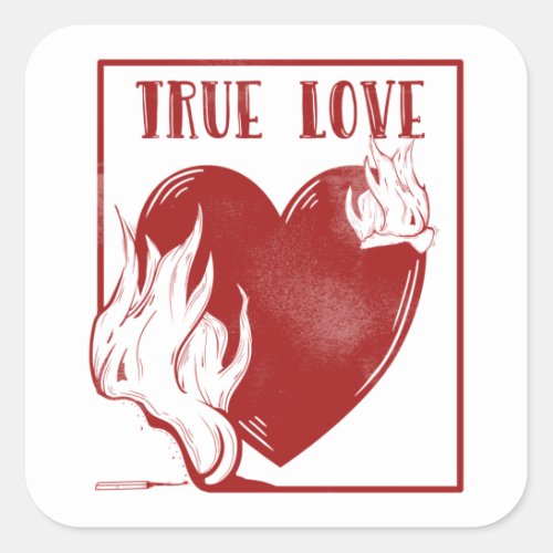 Anti love heart square sticker