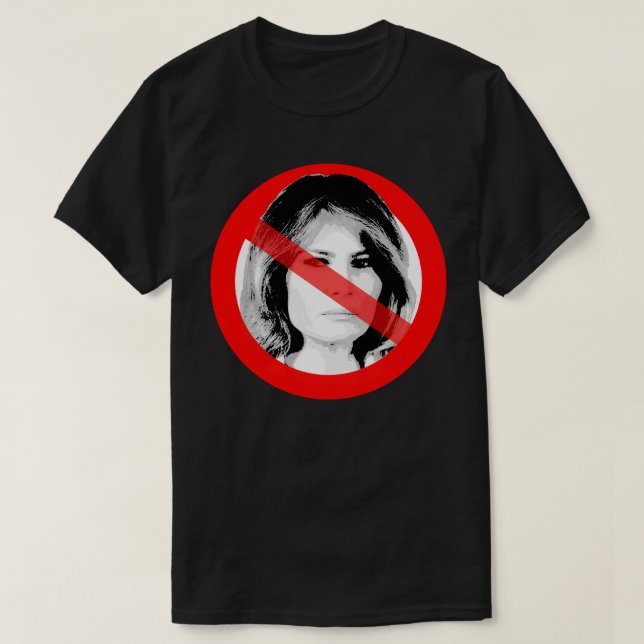Anti Melania Trump Crossed Out Face T-Shirt (Design Front)