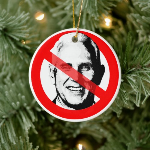 Anti Mike Pence Crossed Out Face Ceramic Ornament