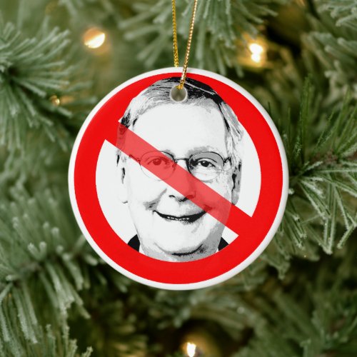 Anti Mitch Mcconnell Crossed Out Face Ceramic Ornament