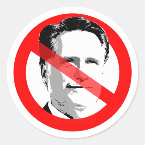 Anti Mitt Romney Crossed Out Face Classic Round Sticker