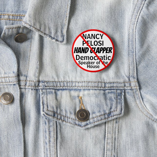 Anti-Nancy Pelosi Hand Clapper Humor EDIT Name Button (In Situ)