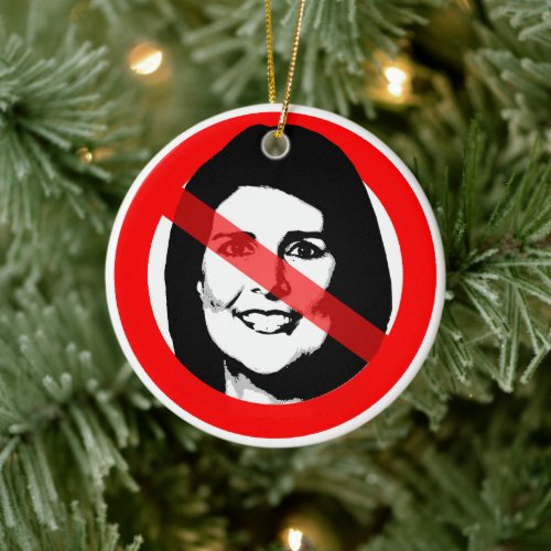Anti Nikki Haley Crossed Out Face Ceramic Ornament