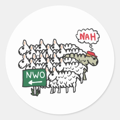 Anti NWO New World Order Classic Round Sticker