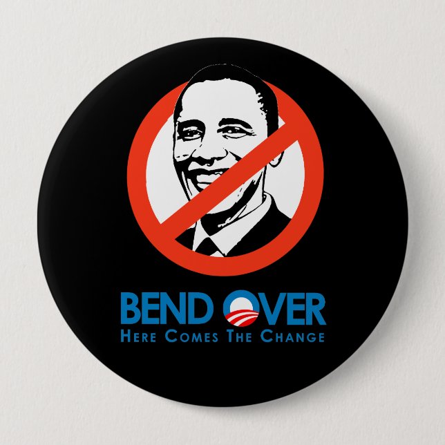 Anti-Obama - Bend Over for change Button (Front)