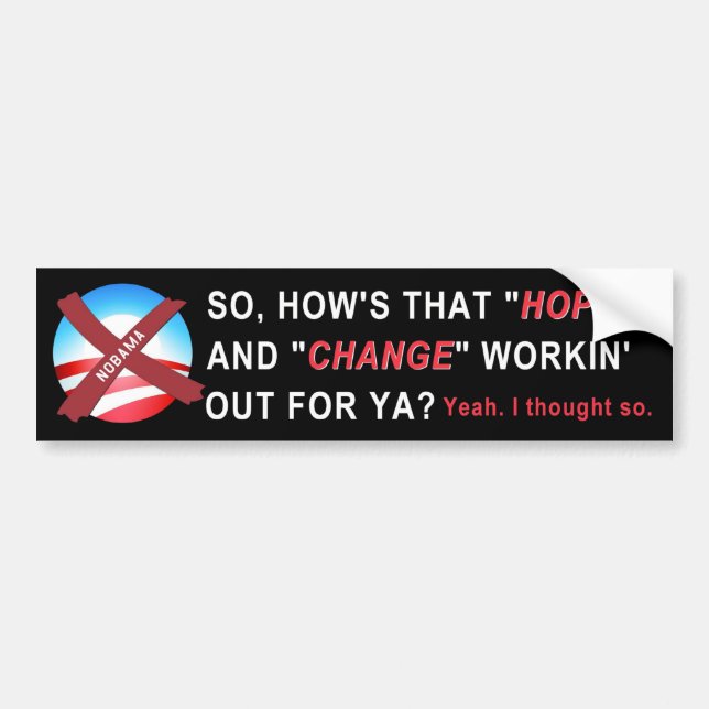 Anti-Obama Bumper Sticker (black) (Front)