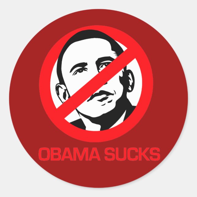 Anti-Obama - Obama Sucks Classic Round Sticker (Front)