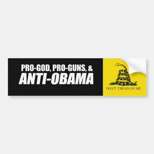 Anti_Obama _ PRO_GOD PRO_GUNS ANTI_OBAMA Bumpersti Bumper Sticker