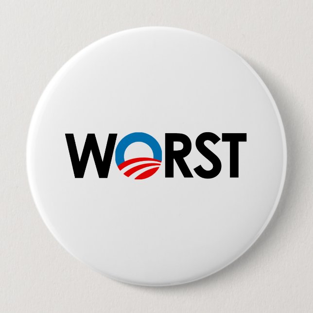 ANTI-OBAMA - WORST BLACK-.png Button (Front)