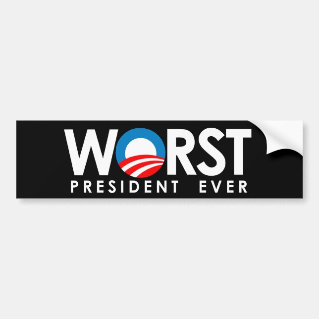 Anti-Obama - Worst President Ever white Bumper Sticker (Front)