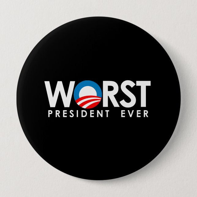 Anti-Obama - Worst President Ever white Pinback Button (Front)