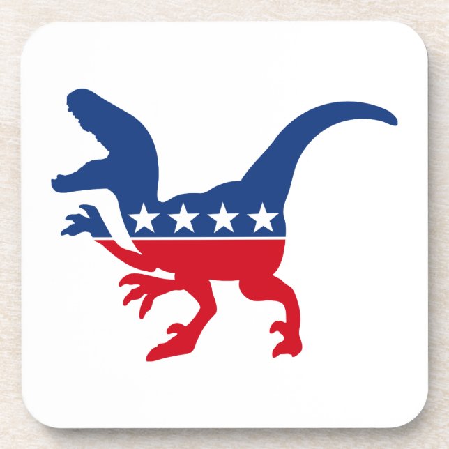 Anti-Politics Patriotic T-Rex Beverage Coaster (Front)