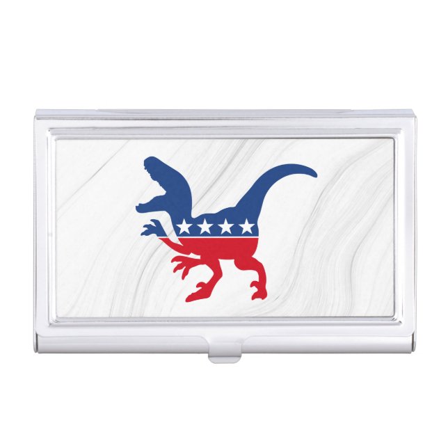 Anti-Politics Patriotic T-Rex Business Card Case (Front)
