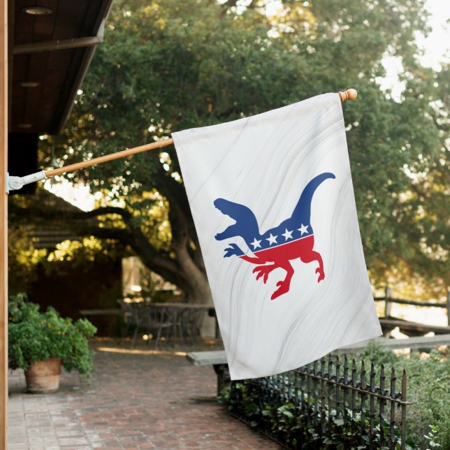 Anti-Politics Patriotic T-Rex House Flag (In SItu)