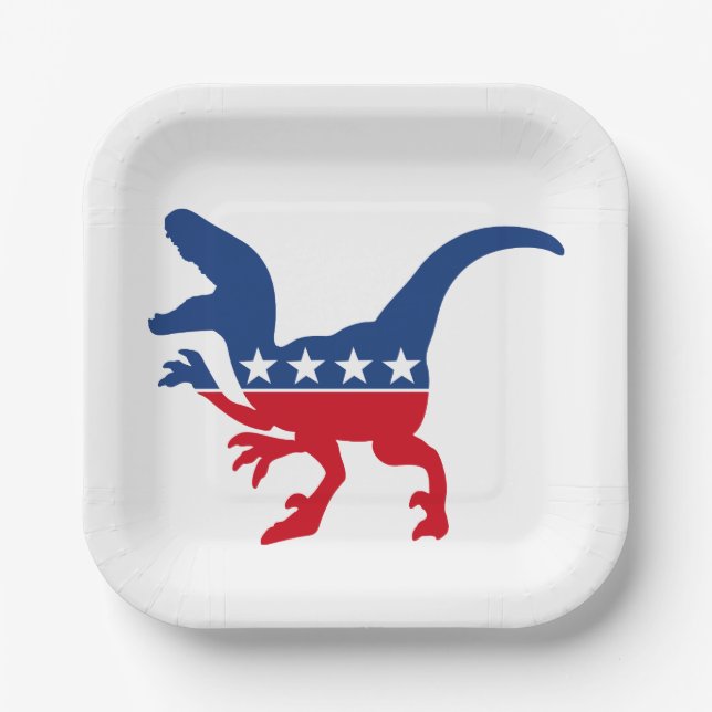 Anti-Politics Patriotic T-Rex Paper Plates (Front)