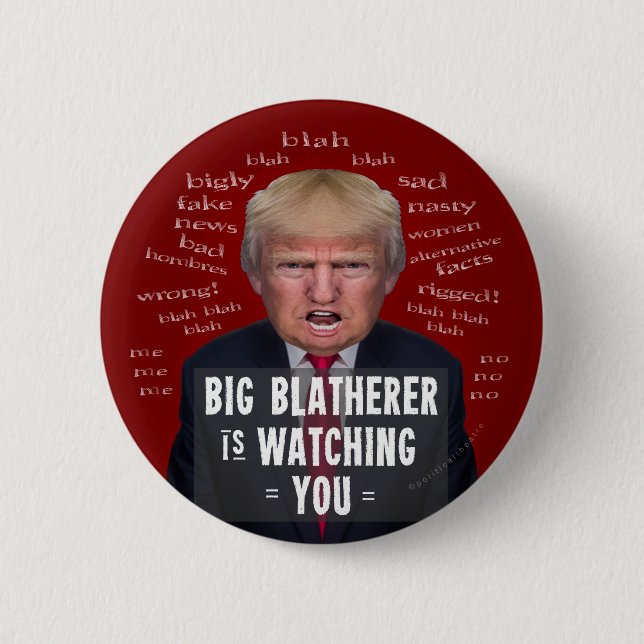 Anti President Donald Trump 1984 Political Parody Pinback Button (Front)