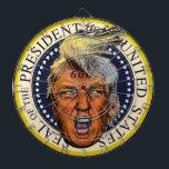 Anti President Trump Big Mouth Devil Dart Board<br><div class="desc">I don't know if Donald Trump is the anti-christ but he sure meets the criteria,  and just look at those glowing eyes and the 666 branded on his forehead!</div>