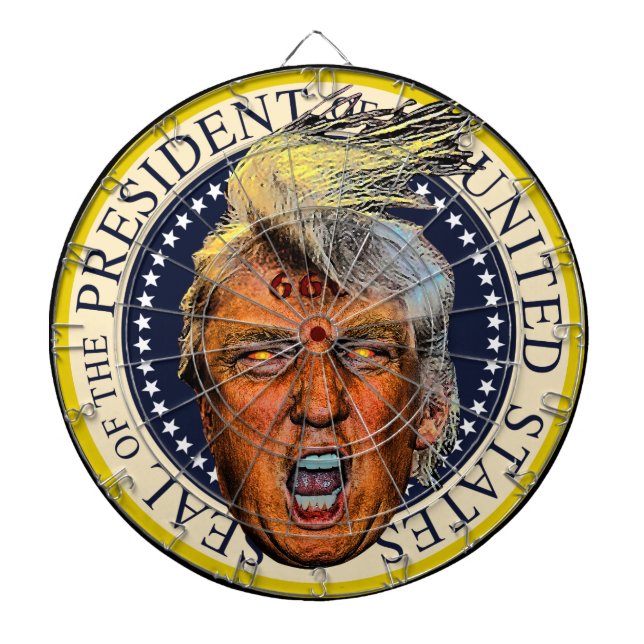 Anti President Trump Big Mouth Devil Dart Board (Front)