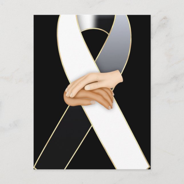Anti Racism Black/White Awareness Ribbon Postcards (Front)