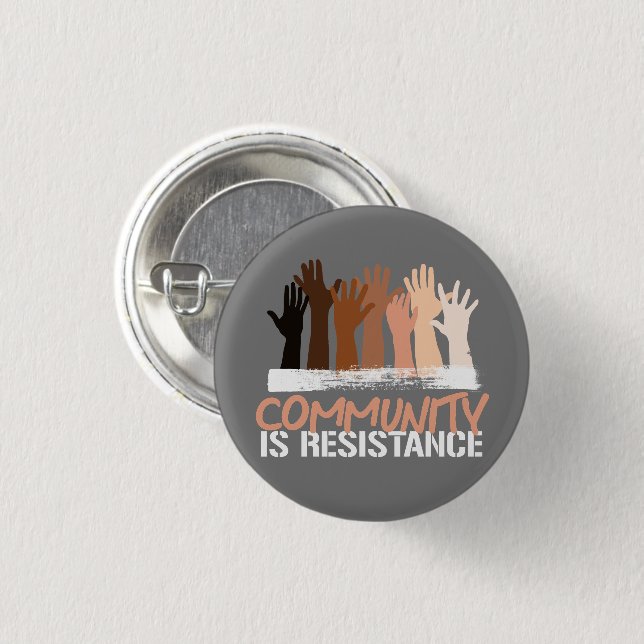 Anti-Racism Community is Resistance Square Sticker Button (Front & Back)