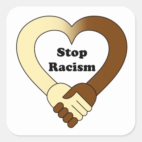 Anti racism handshake  logo square sticker