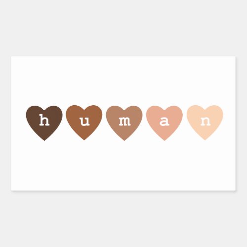 Anti_Racism Human Hearts Rectangular Sticker