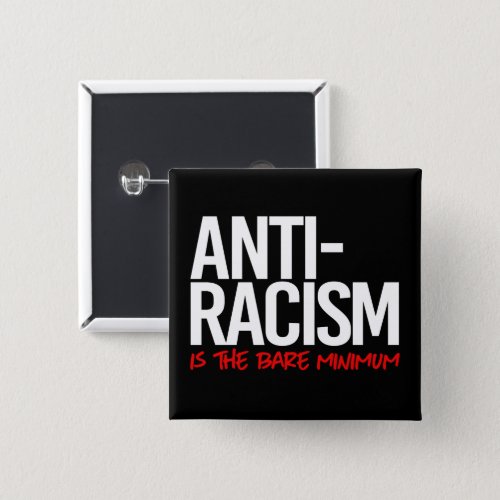 Anti_Racism is the bare minimum Rectangular Sticke Button