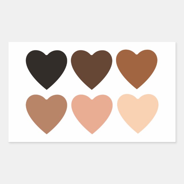 Anti-Racism Skintone Hearts Rectangular Sticker (Front)