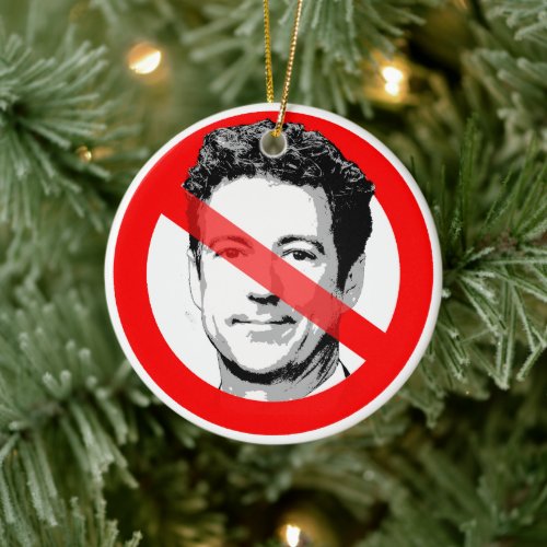 Anti Rand Paul Crossed Out Face Ceramic Ornament