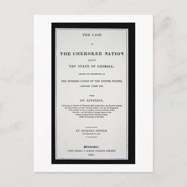 Anti-removal tract, by Cherokee Nation, in reponse Postcard (Front)