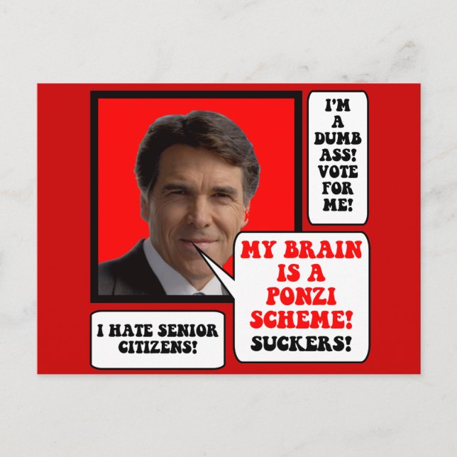 anti Rick Perry Postcard (Front)