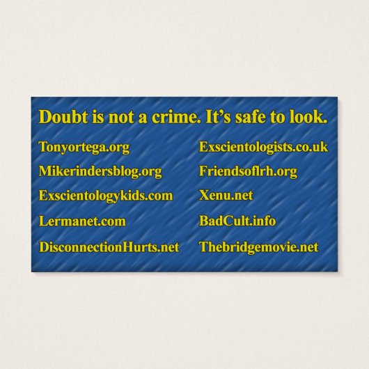 Anti-Scientology Info Card (Org Staff) (Back)