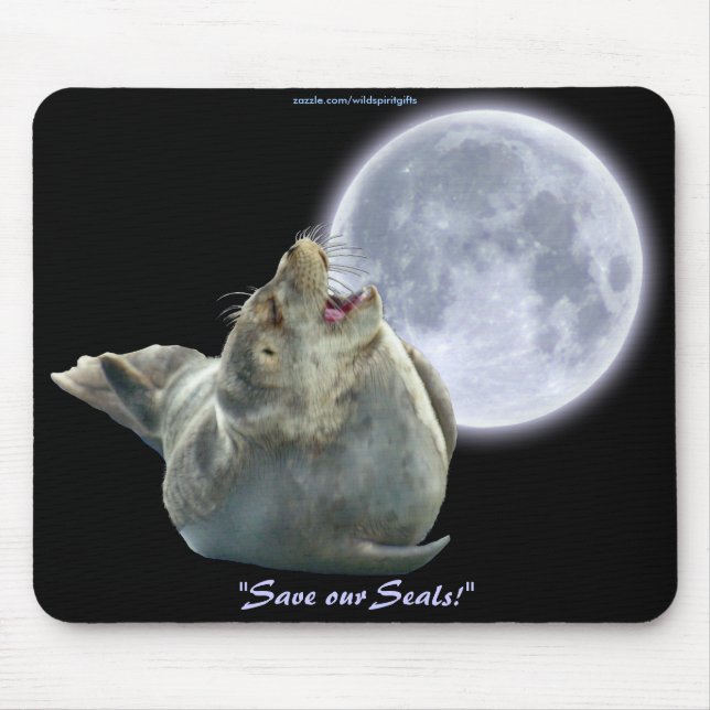 Anti-Sealhunt Seal-Pup & Moon Wildlife Mousepad (Front)