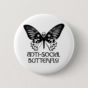 Anti-Social Butterfly Button
