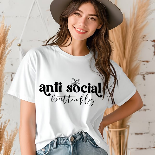 Anti Social Butterfly Modern Typography Introvert Tri-Blend Shirt (Creator Uploaded)