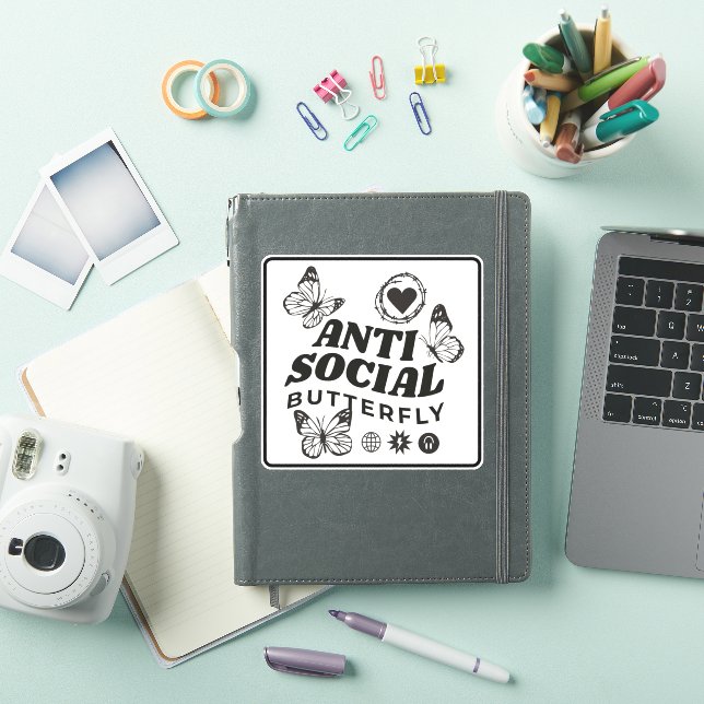 ANTI SOCIAL BUTTERFLY  STICKER (iPad Cover)