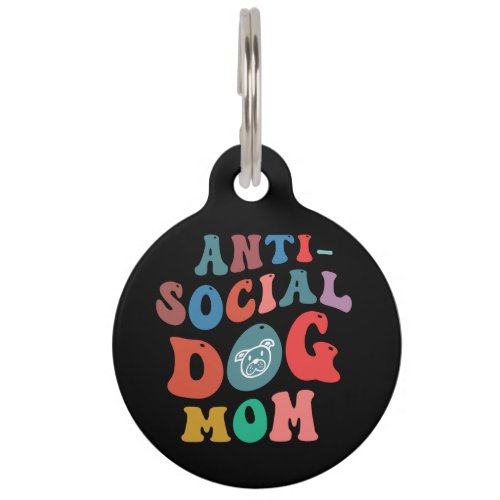 Anti_social Dog Mom QR Code Lost  Pet ID Tag