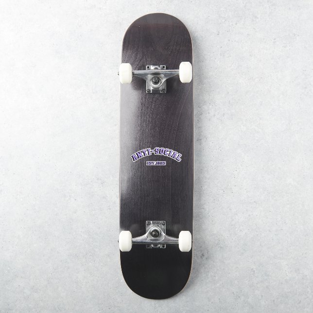 Anti-social est 2023 purple text  sticker (Skateboard)