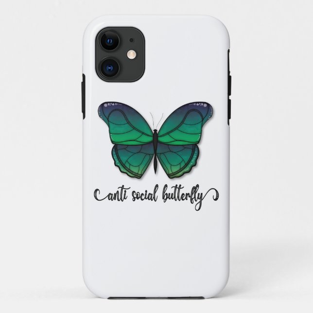 Anti Social Green Butterfly Case-Mate iPhone Case (Back)
