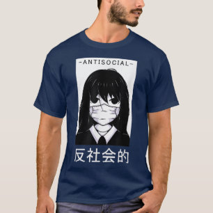 Anti Social Japanese Text Esthetic Manga Vaporwav T-Shirt