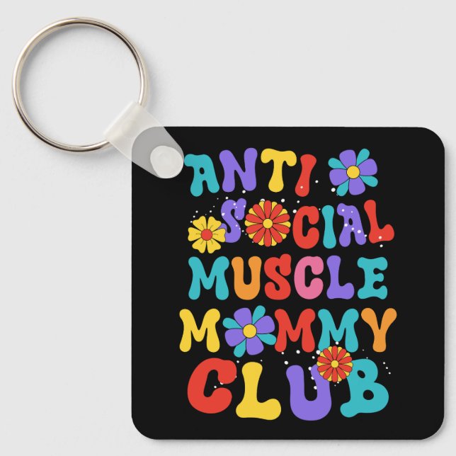Anti Social Muscle Mommy Club Groovy Pump Cover Gy Keychain (Front)