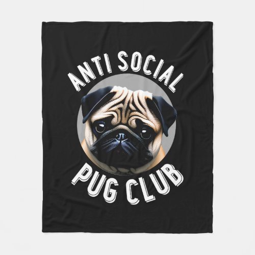 Anti Social Pug Club Fawn Pug Fleece Blanket