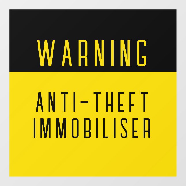 ANTI-THEFT IMMOBILZER SECURITY SIGN CAR BOAT TRUCK (Sheet)
