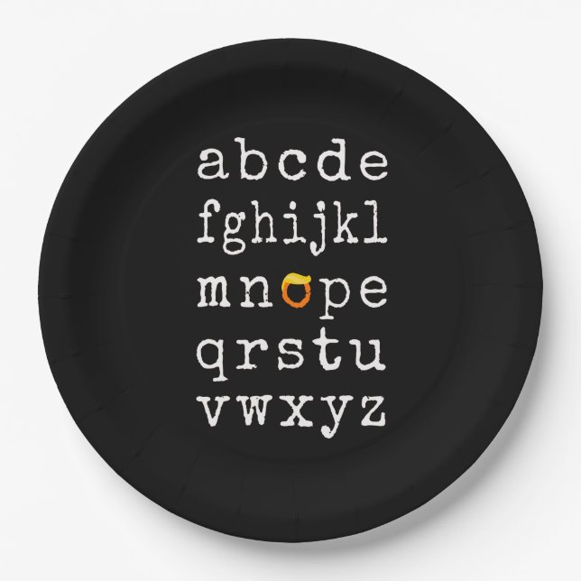 Anti-Trump Alphabet - Nope V Paper Plates (Front)
