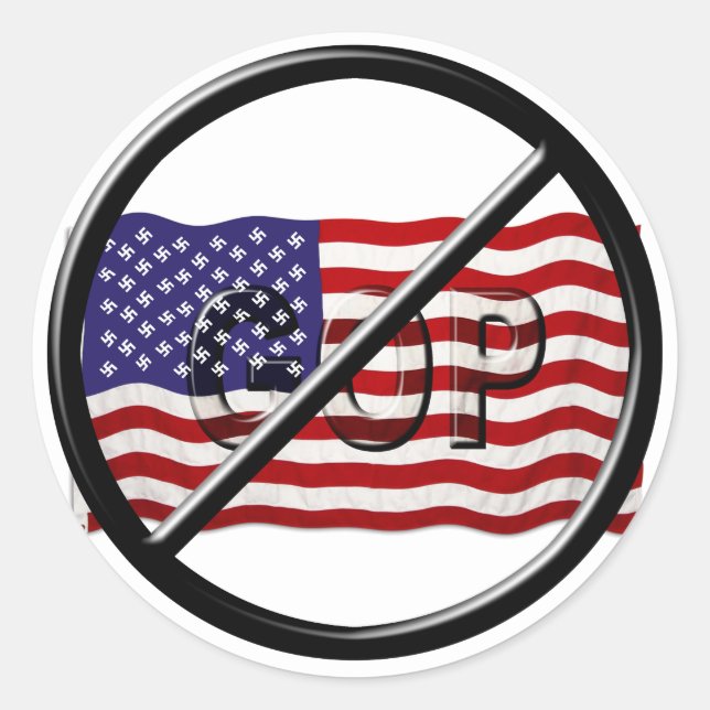 Anti Trump, Anti GOP American Fascist Flag Classic Round Sticker (Front)