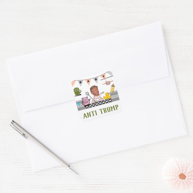 Anti Trump / Baby, Square Sticker (Envelope)