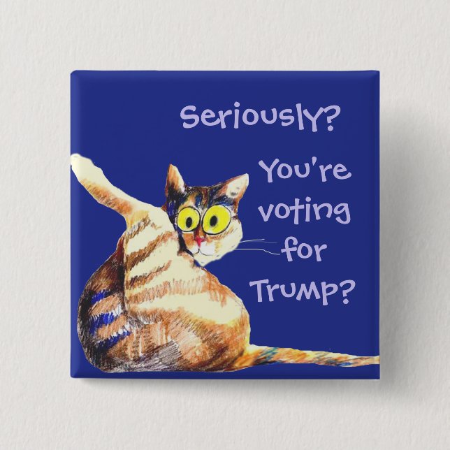 Anti Trump Biden Harris funny cat democrat humor Button (Front)